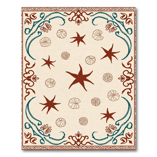 Crimson Teal Floral Starburst Medallion Rug