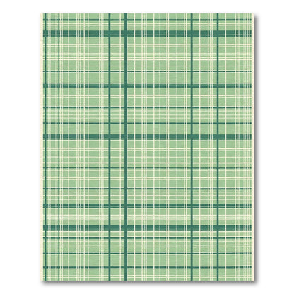 Green Cream Vertical Horizontal Plaid Rug