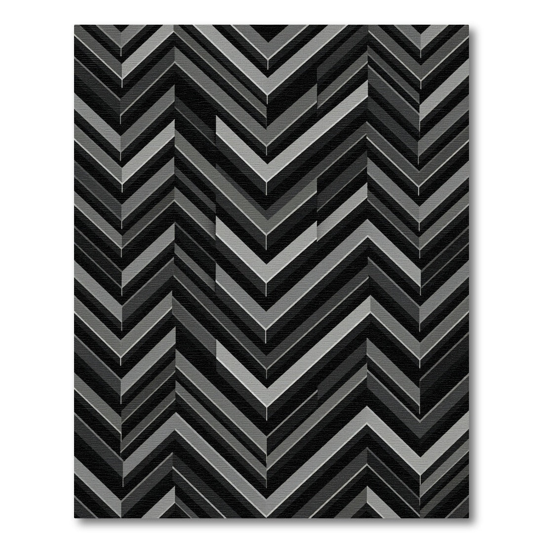 Modern Monochrome Chevron Geometric Art Rug