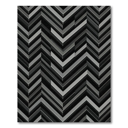 Modern Monochrome Chevron Geometric Art Rug