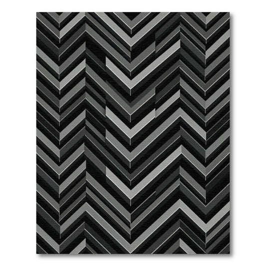 Modern Monochrome Chevron Geometric Art Rug