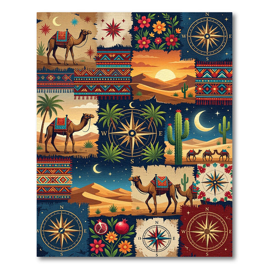Desert Caravan Medallion Compass Sunset Rug