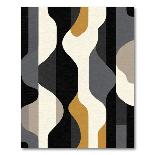 Abstract Ochre And Gray Flow Rug