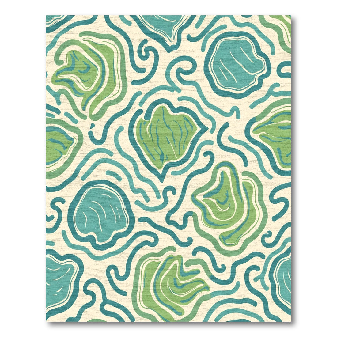Aqua Green Wavy Organic Forms Rug