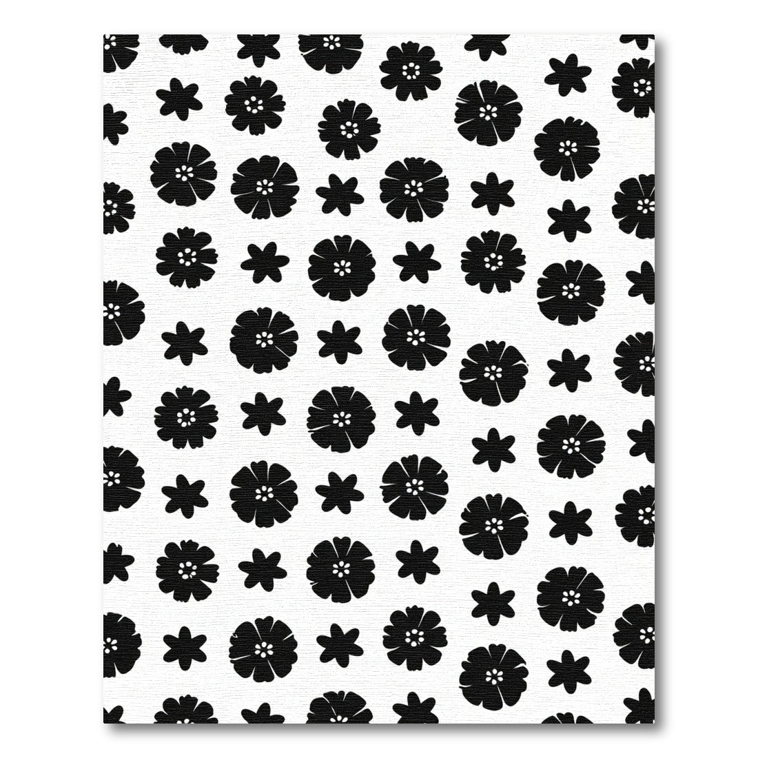 Black White Scattered Floral Arrangement Rug