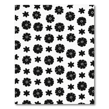 Black White Scattered Floral Arrangement Rug