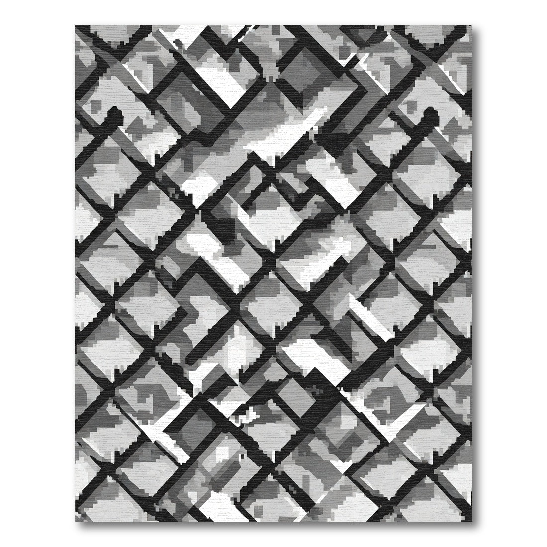 Monochromatic Pixelated Diamond Weave Rug