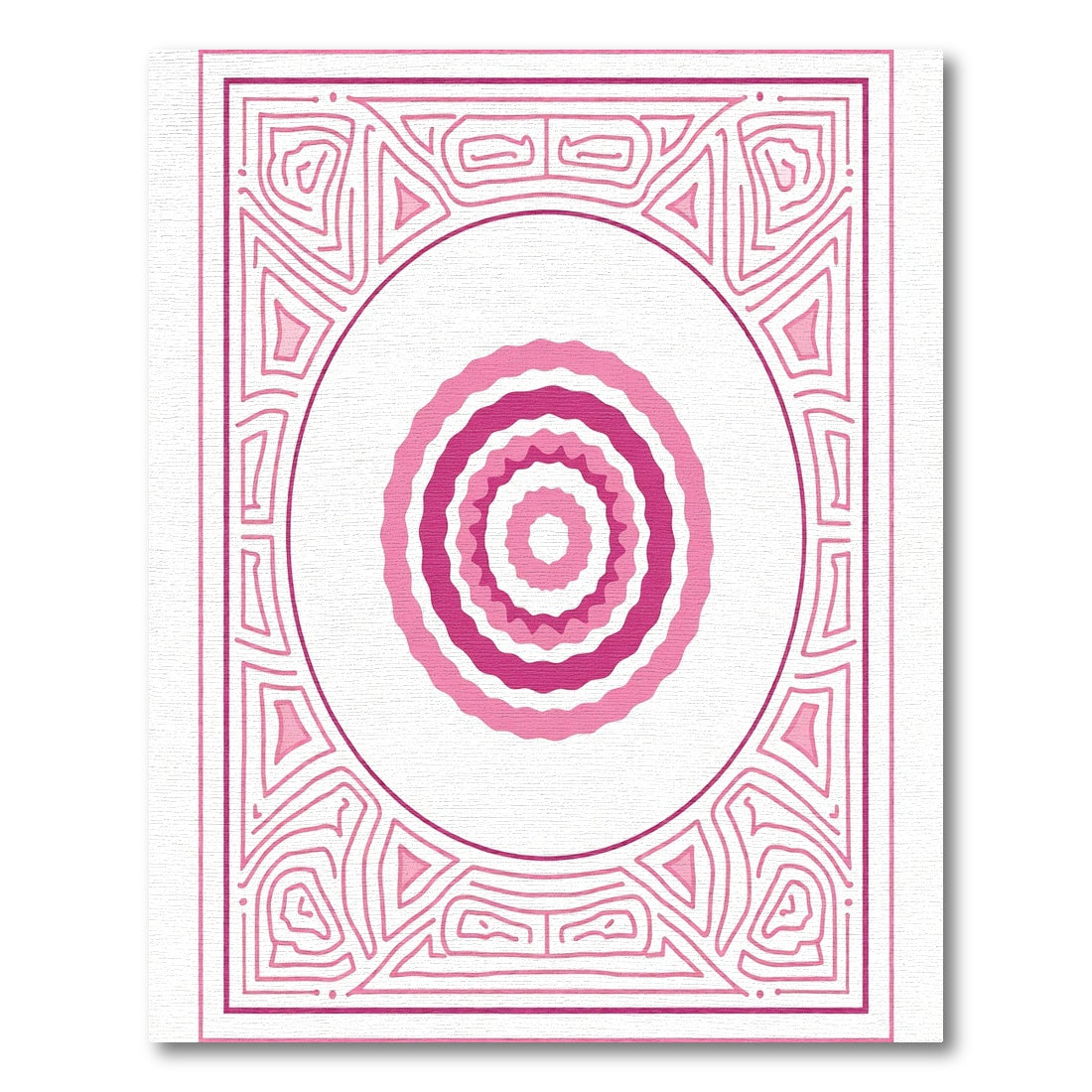 Pink Concentric Scallop Border Rug