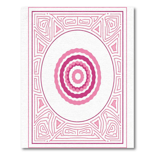 Pink Concentric Scallop Border Rug