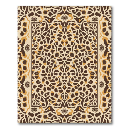 Brown and Cream Animal Print Medallion Rug