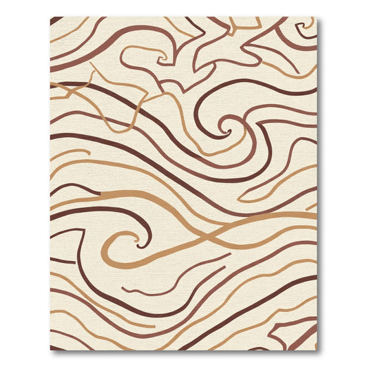 Earthy Tone Swirl Abstract Lines Rug