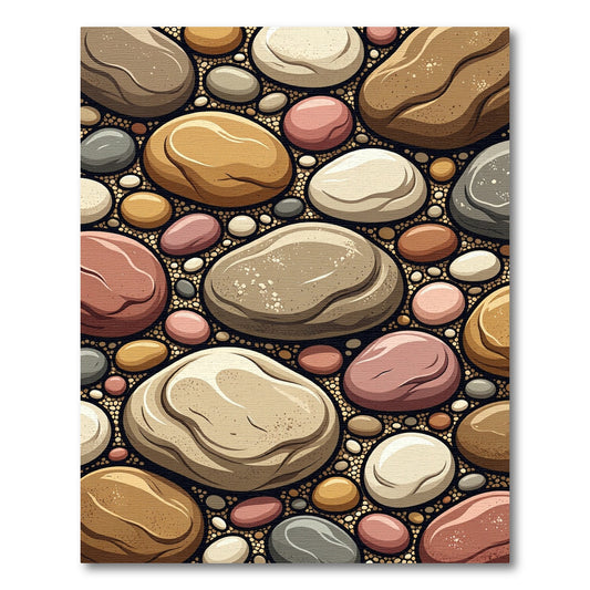 Earthy River Stone Texture Area Rug