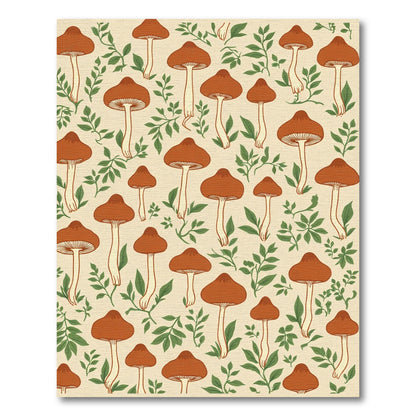 Earthy Brown Mushroom Forest Print Rug