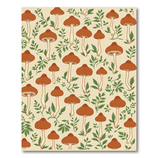 Earthy Brown Mushroom Forest Print Rug