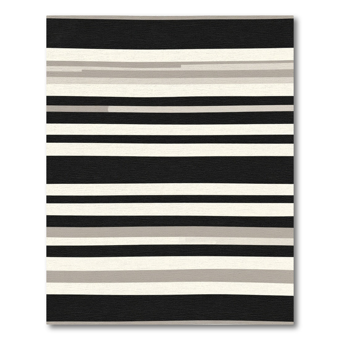 Modern Black Cream Wide Stripe Rug