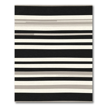 Modern Black Cream Wide Stripe Rug