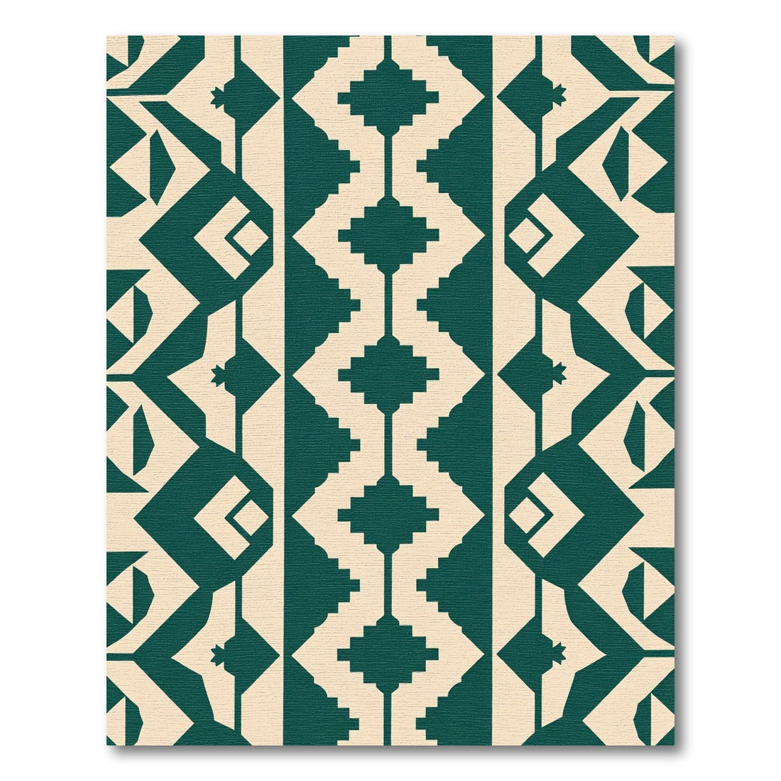 Deep Teal Diamond Tribal Stripe Rug
