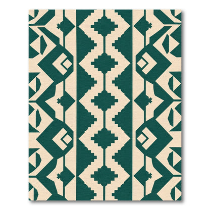 Deep Teal Diamond Tribal Stripe Rug
