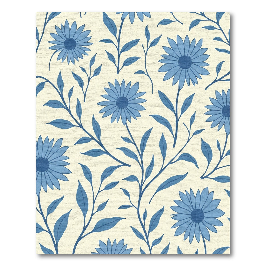 Blue Floral Vine Arrangement Rug