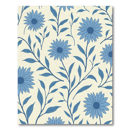 Blue Floral Vine Arrangement Rug