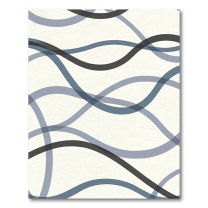 Abstract Navy Blue Ribbon Weave Rug