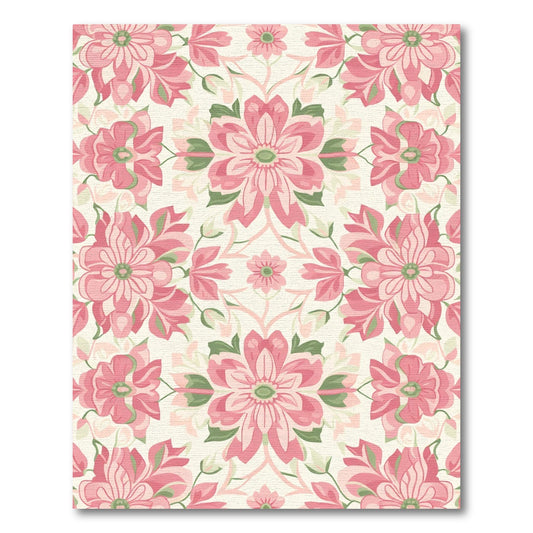 Pale Pink Floral Archway Medallion Rug