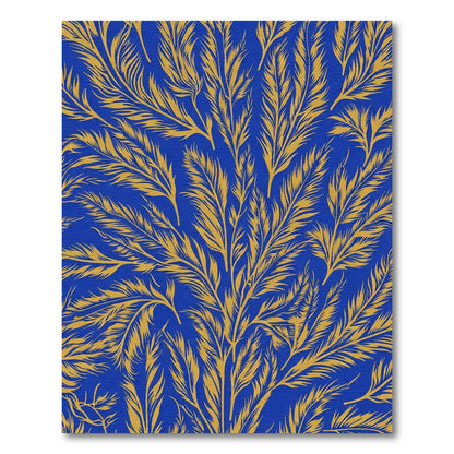 Golden Ferns on Royal Blue Canvas Rug