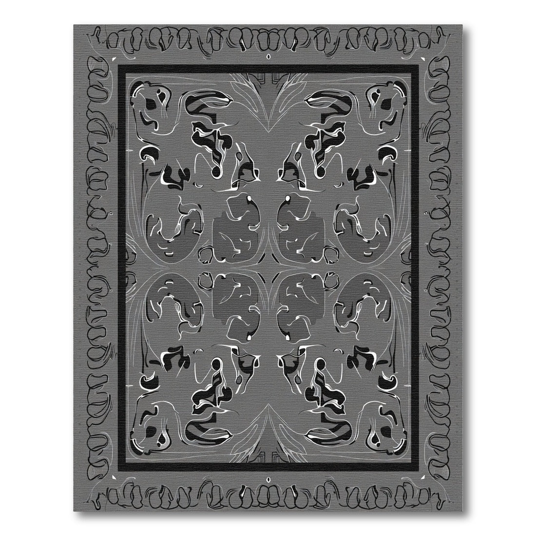 Monochromatic Abstract Swirl Border Rug