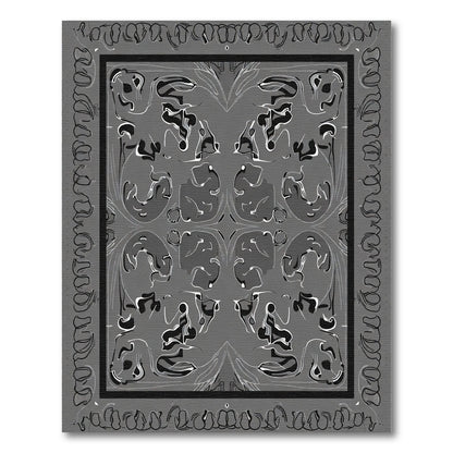 Monochromatic Abstract Swirl Border Rug