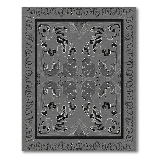 Monochromatic Abstract Swirl Border Rug