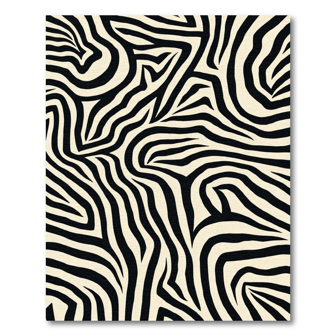 Cream Black Zebra Stripe Abstract Rug