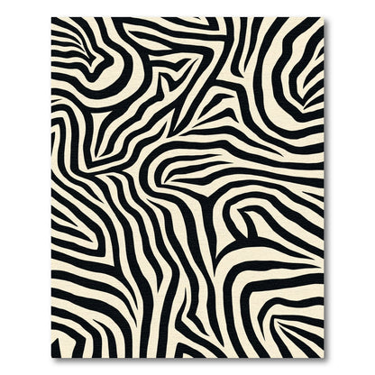 Cream Black Zebra Stripe Abstract Rug