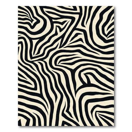 Cream Black Zebra Stripe Abstract Rug
