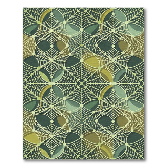 Sage Geometric Spider Web Tile Rug