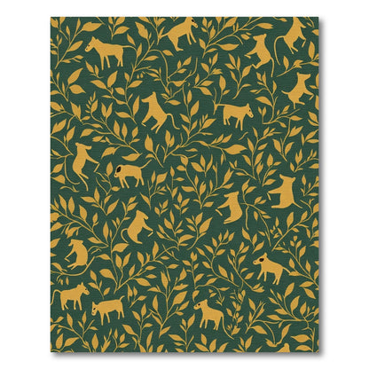 Golden Animals And Branches Rug