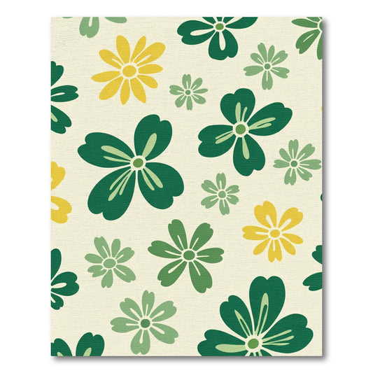 Retro Floral Garden Yellow Green Rug
