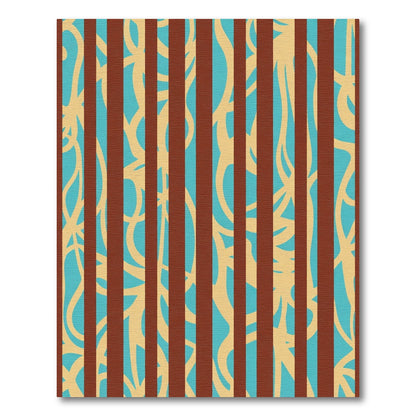 Bold Crimson Striped Abstract Rug