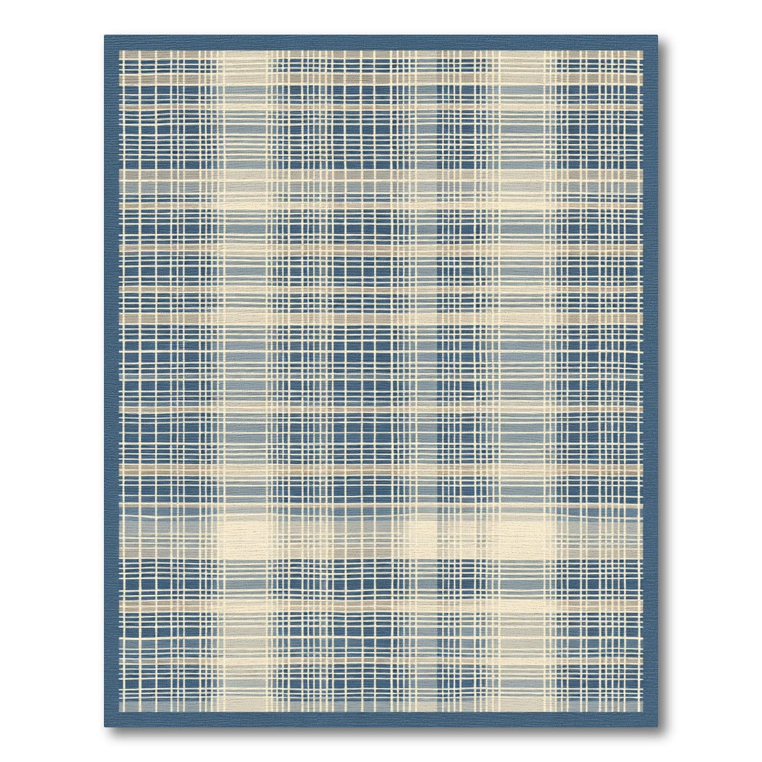 Blue and Beige Plaid Rug