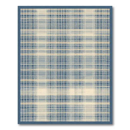 Blue and Beige Plaid Rug