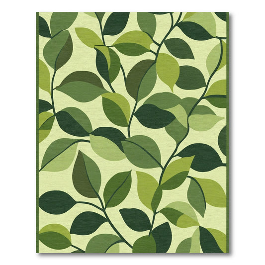 Various Green Leafy Branches Rug