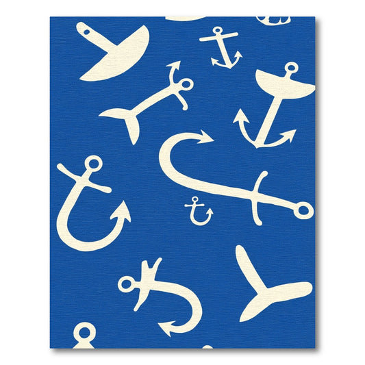 Navy Cream Anchor Repeat Rug
