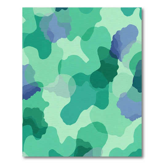 Teal Abstract Organic Shape Collage Rug