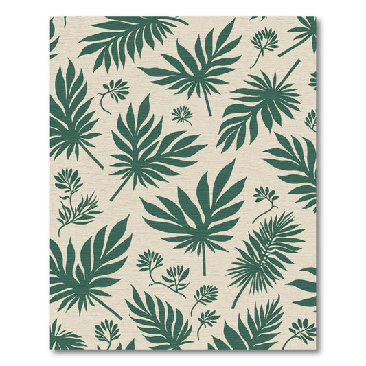 Tropical Green Leaf Silhouette Rug