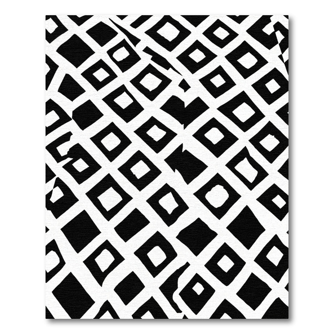 Bold Black White Diamond Overlay Rug