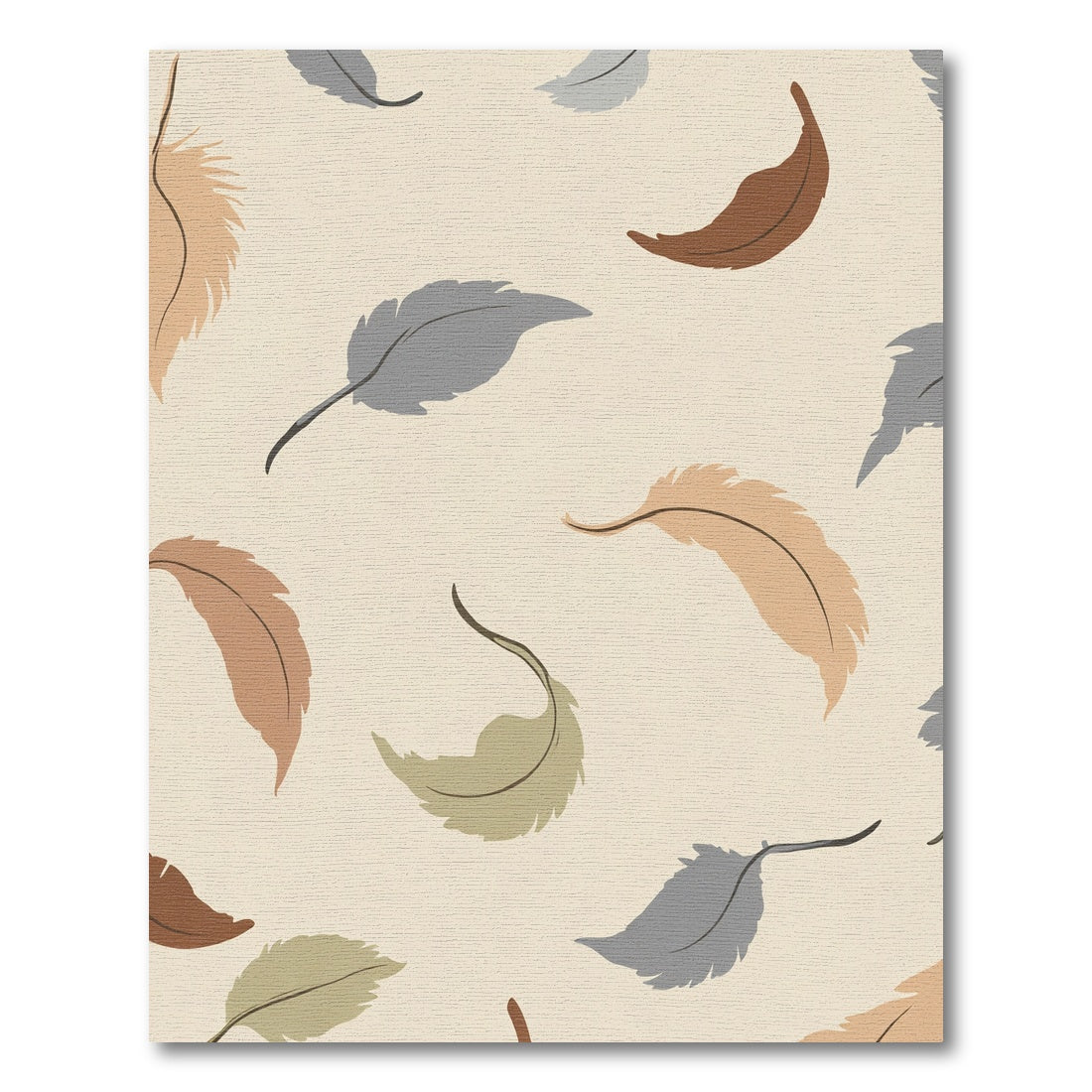 Earthy Tones Falling Feather Pattern Rug