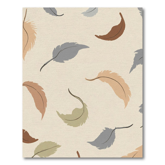 Earthy Tones Falling Feather Pattern Rug