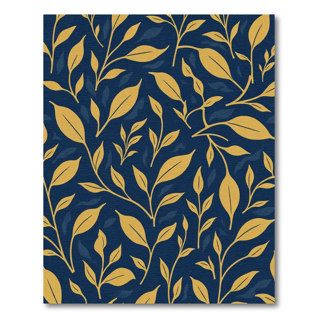 Golden Branches Dark Blue Foliage Rug