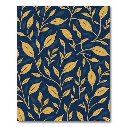 Golden Branches Dark Blue Foliage Rug