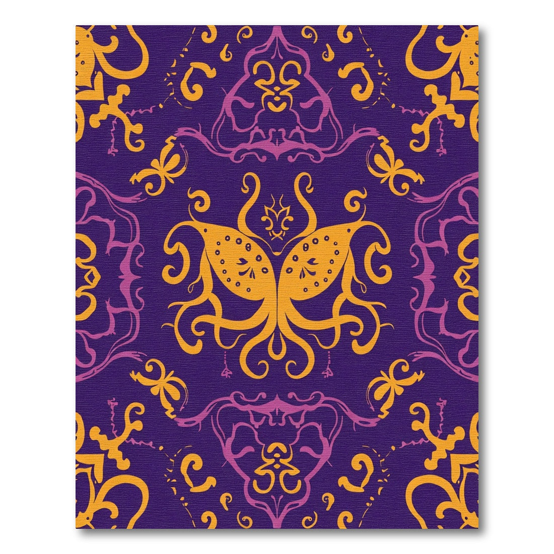 Purple Gold Yellow Ornate Butterfly Rug