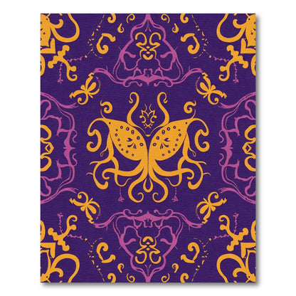 Purple Gold Yellow Ornate Butterfly Rug